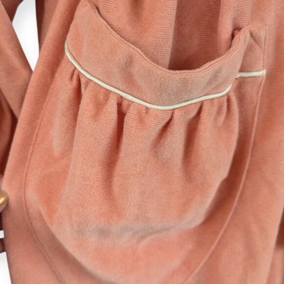 Vintage 1970s Apricot Peach Velour Wrap Robe M - Picture 7 of 11